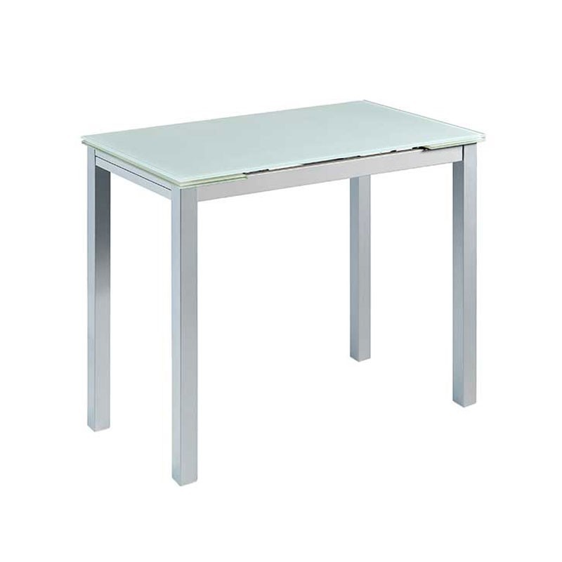 Mesa cocina extensible blanca cristal 100-140x76x60