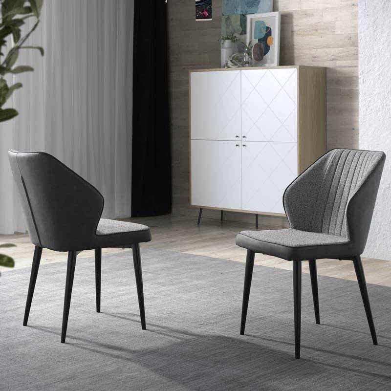 Silla Bay Gris y Negro Diseño Respaldo Original Salón Comedor