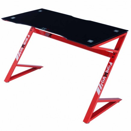 Mesa Gaming Sport Carbono Cristal Negro Y Rojo 120 cm