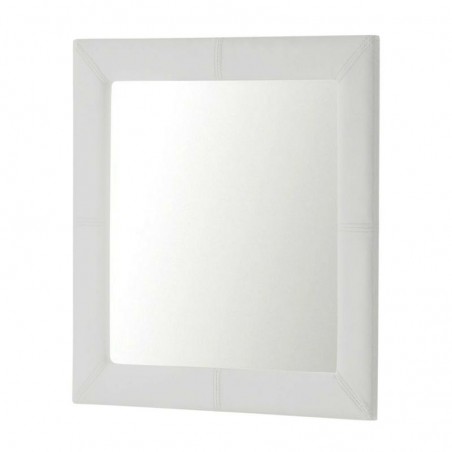 Espejo Tapizado Polipiel Blanco para Colgar 70 x 70 cm