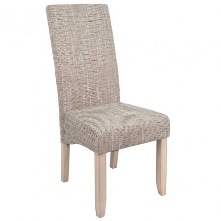 Silla Salón Comedor Moderna Color Arena Respaldo Alto Con Estructura De Pino