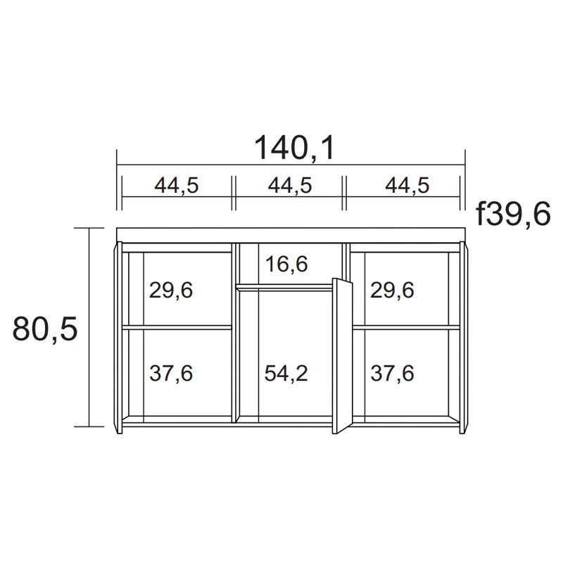 Pack salón Elis blanco y naturale_Aparador_Medidas