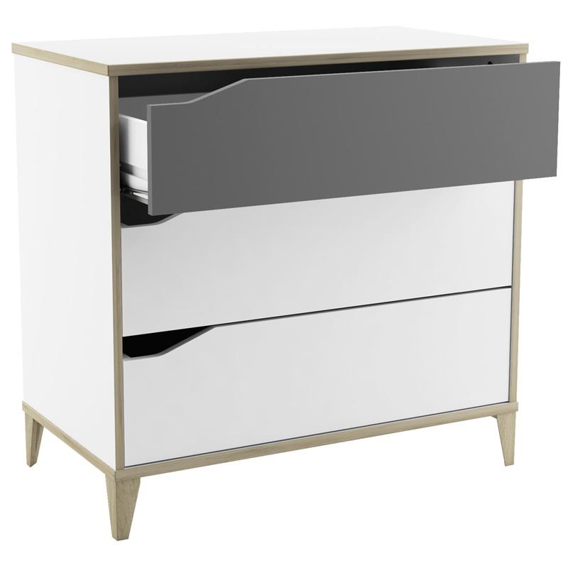 Cómoda Juvenil Genius 3 Cajones Color Blanco y Gris 76x78 cm Cómoda Juvenil Genius 3 Cajones Color Blanco y Gris 76x78 cm