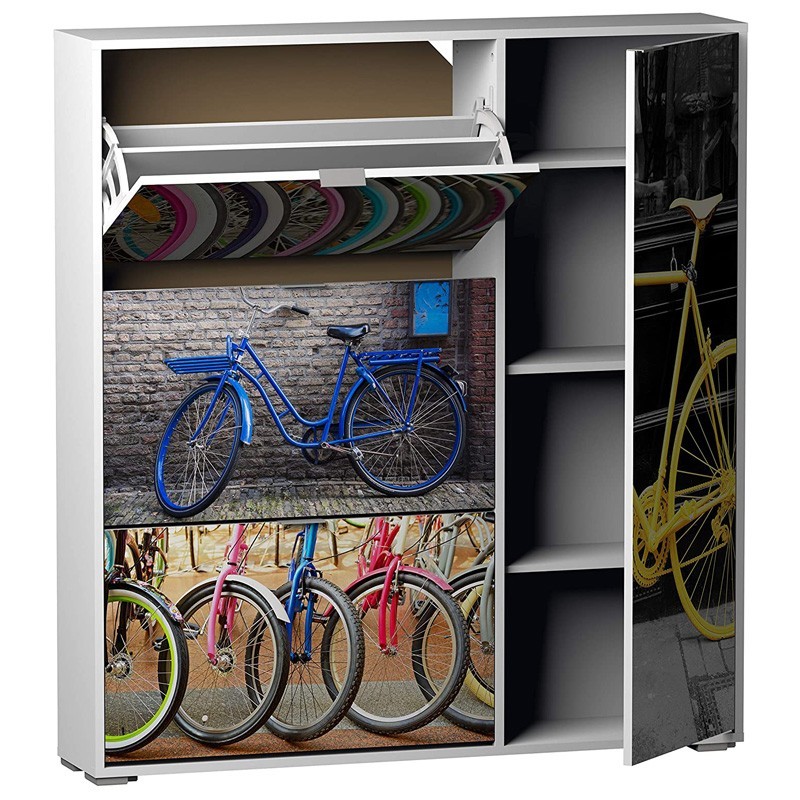 Zapatero 3 Puertas 1 Armario Bicicleta Pasillo Mueble 129x120x24 cm