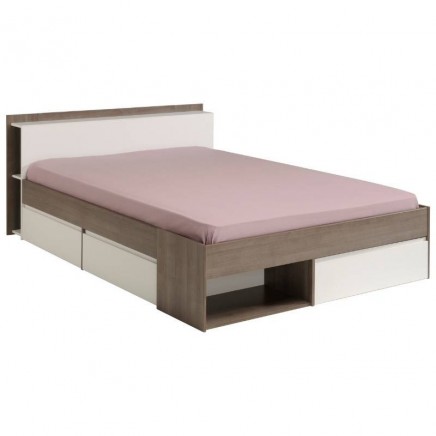 Cama de Matrimonio Much Nogal Y Blanco 135/140x190/200 cm