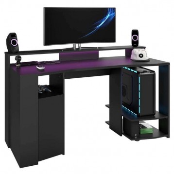 Pack Gaming LED Color Negro Mesa Y Estanterías_2