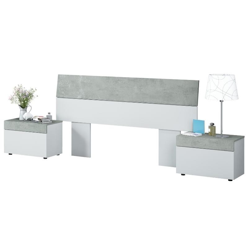 Dormitorio Matrimonio Estilo Industrial Pack Muebles Cemento y Blanco
