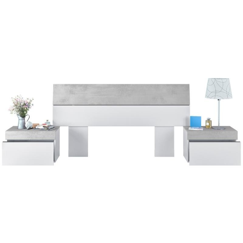 Dormitorio Matrimonio Estilo Industrial Pack Muebles Cemento y Blanco