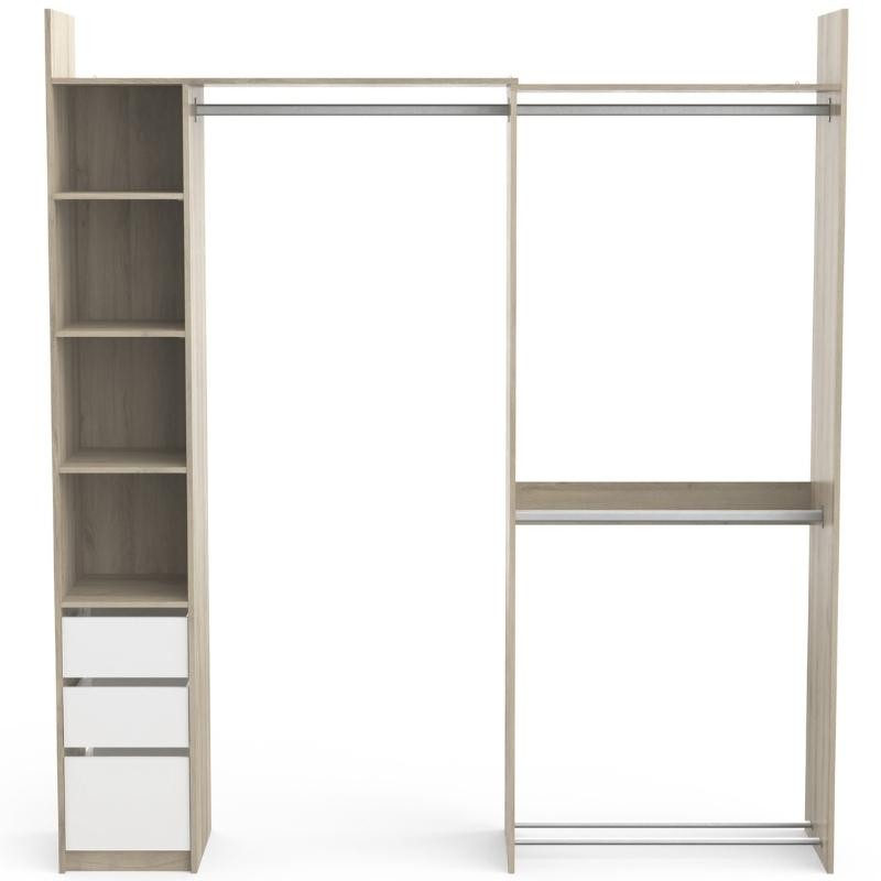 Vestidor Swing 3 Cajones Roble y Blanco Doble 200x218 cm Vestidor Swing 3 Cajones Roble y Blanco Doble 200x218 cm