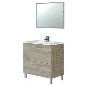 Mueble baño Urban + espejo roble alaska 80x45cm (LAVABO OPCIONAL)