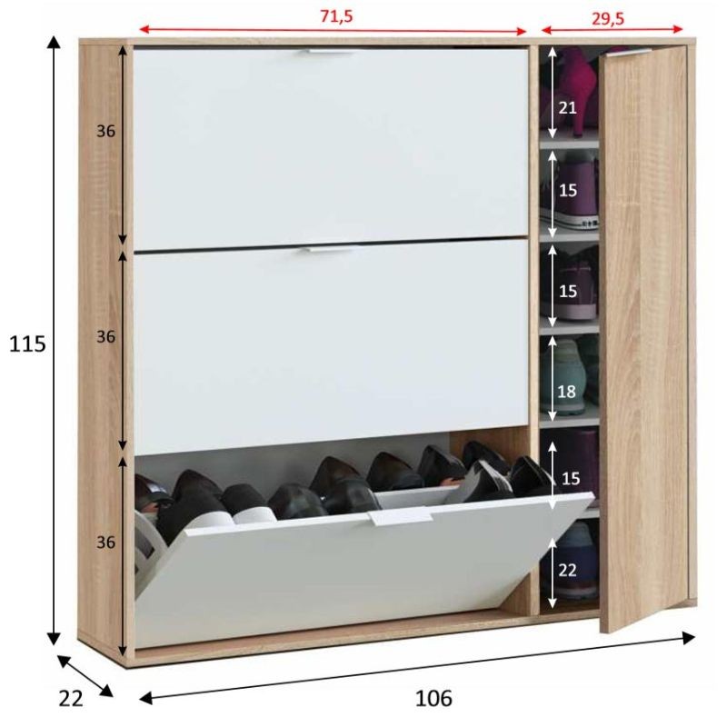 Dormitorio Matrimonio Estilo Nórdico Completo Blanco y Roble Canadian Cama 150