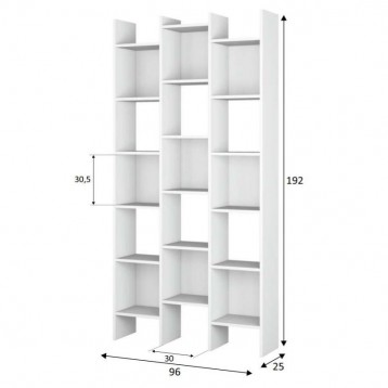 Pack 4 Estantería modernas blanco artic 192x96x25 cm MEDIDAS