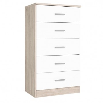 Mesita Couple color blanco y sahara con 5 cajanoes