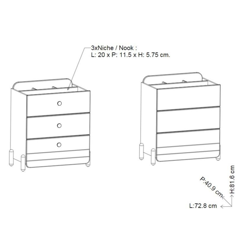 Cómoda Juvenil Jade Habitación Dormitorio Juvenil Blanco Mate y Rosa 73x82 cm