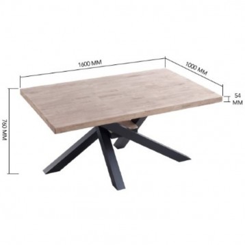 Mesa madera roble nordish Xena pata cruzada negra metal_Medidas