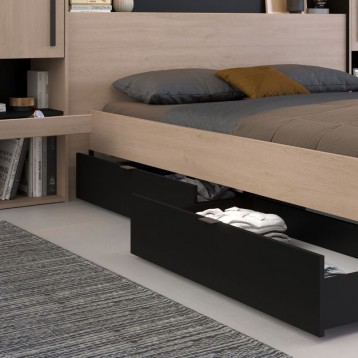 Conjunto Dormitorio Completo John Roble Jackson y Negro Mate - detalle 2