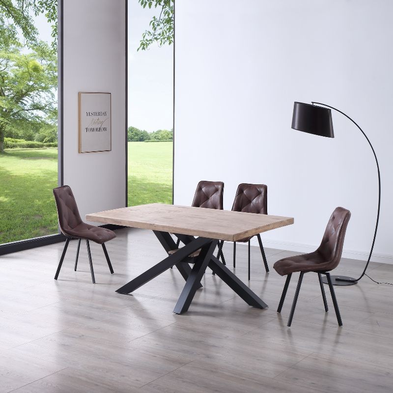 Mesa madera roble nordish Xena pata cruzada negra metal_ambiente_4