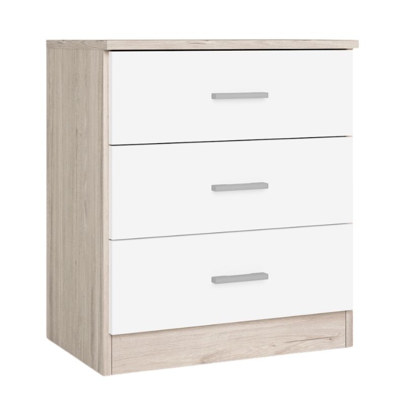 Mesita Dormitorio Principal Completo Color Blanco mate y Roble sahara