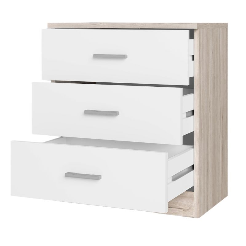 Mesita Dormitorio Principal Completo Color Blanco mate y Roble sahara_detalle