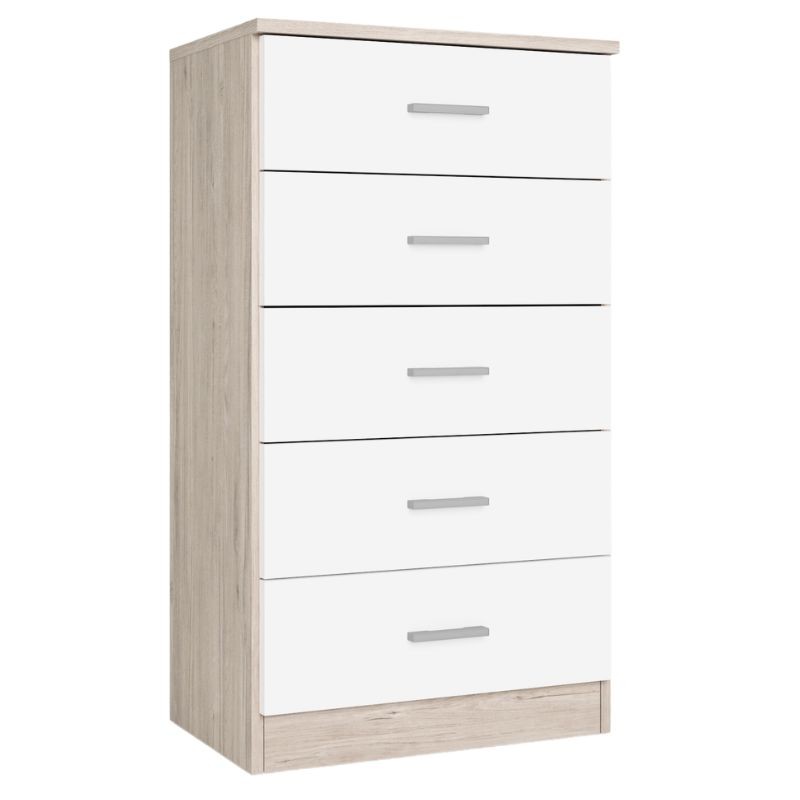 Cómoda Dormitorio Principal Completo Color Blanco mate y Roble sahara