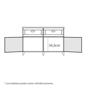 Aparador Salón Portobello Color Blanco Sorft y Roble Cambrian-medidas interior