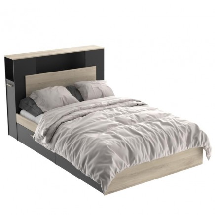 Cama de Matrimonio color Roble Kronberg y Negro Mate 4c_portada