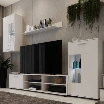 Mueble Salón Blanco Mate foto ambiente ladeada