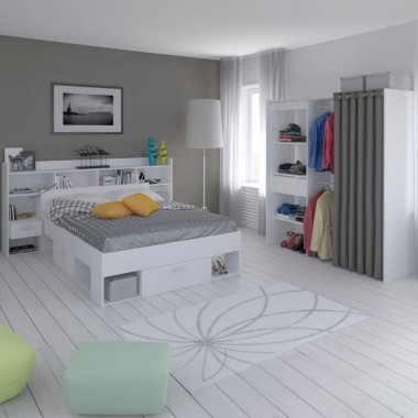 Muebles dormitorio Chicago color blanco mate (cama+cabecero)