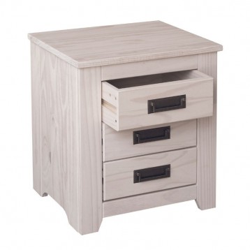 Mesita Annecy Madera Blanco Cajón Abierto