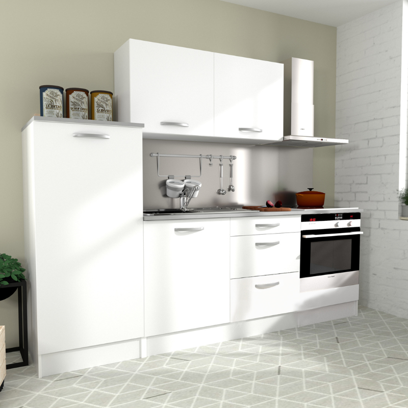 Cocina modular Eko 6 módulos color blanco mate 240 cm