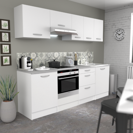 Cocina modular Eko blanco mate 8 muebles 240 cm