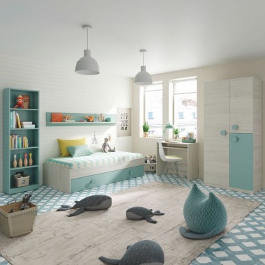 Miroytengo Dormitorio Completo para Habitación Juvenil o Infantil en Color  Verde y Blanco con un Somier Incluido : : Hogar y cocina