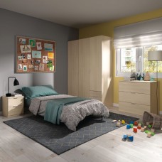 Habitación Juvenil Moderna Pack Muebles Color Roble Estilo Moderno