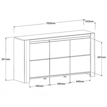 Aparador Miami color Roble Kronberg_medidas