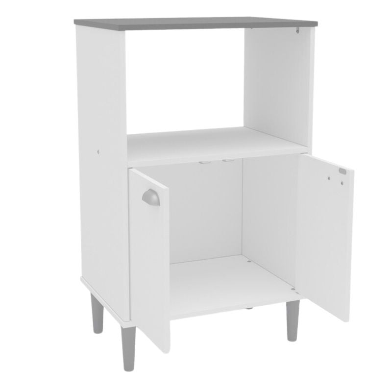 Mueble Auxiliar Cocina Microondas Color Blanco Con Tapa Gris 58x95 CM