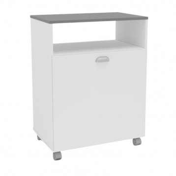 Mueble Auxiliar Lavandería Con Ruedas Color Blanco Con Tapa Gris_1