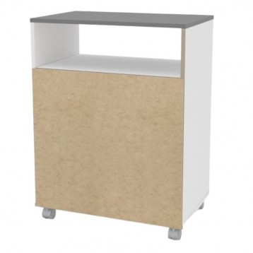 Mueble Auxiliar Lavandería Con Ruedas Color Blanco Con Tapa Gris_trasera