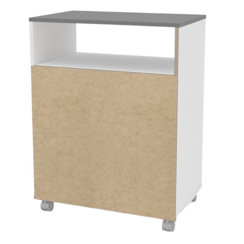 Mueble Auxiliar Lavandería Con Ruedas Color Blanco Con Tapa Gris_trasera