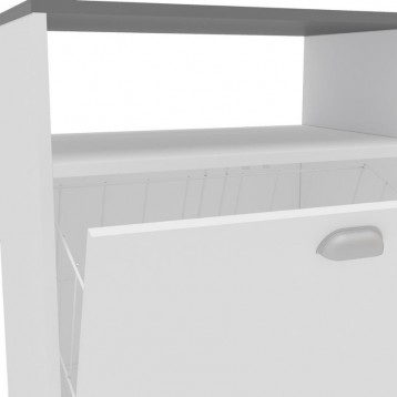Mueble Auxiliar Lavandería Con Ruedas Color Blanco Con Tapa Gris_detalle