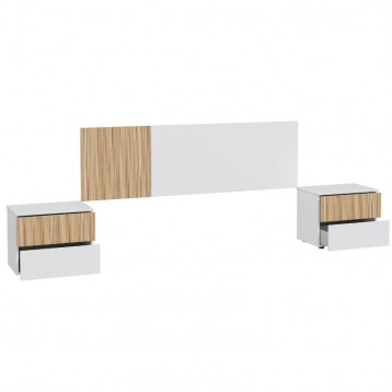 Cabecero De Cama Ethna Con Mesitas En Blanco Artik Y Natur _1