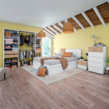 Dormitorio Estilo Nórdico Completo Muebles Natur y Blanco Artik