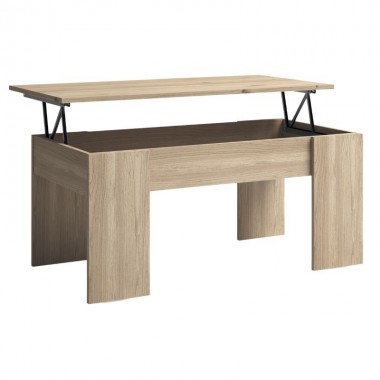 Moderna mesa de centro 100% roble FAS – Mesa de centro única y mesa de  centro de madera que ahorra espacio, fácil montaje (color nogal con cajones)