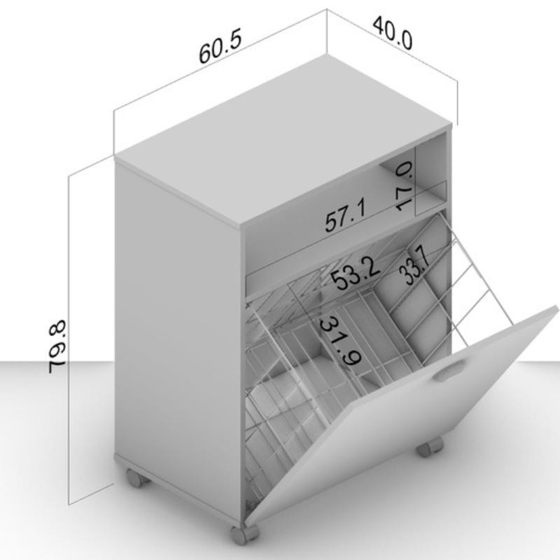 Mueble Auxiliar Lavandería Con Ruedas en color Gris_medidas Mueble Auxiliar Lavandería Con Ruedas en color Gris_medidas