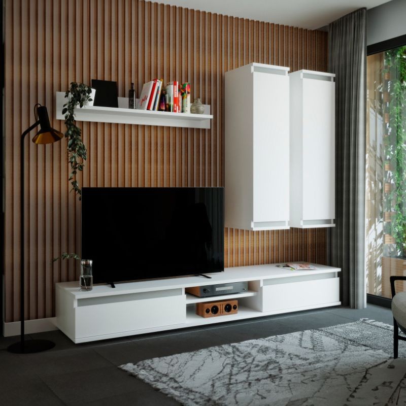 Mueble de salón Lusia moderno en color Blanco 175CM