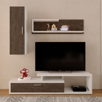 Mueble Salón Ariya Con Estantes Roble Ansberg y Blanco 170CM_portada