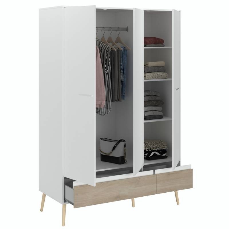 Dormitorio Estilo Nórdico Con Armario Osaka Roble Japonés Y Blanco_armario