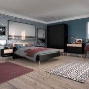 Dormitorio Estilo Industrial Pack Muebles Roble Nodi y Gris Antracita 
