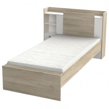 Cama Juvenil Life Con Cabecero Color Roble Kronberg Y Blanco_1