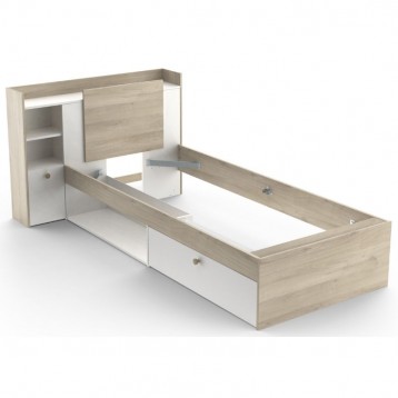 Cama Juvenil Life Con Cabecero Color Roble Kronberg Y Blanco_3