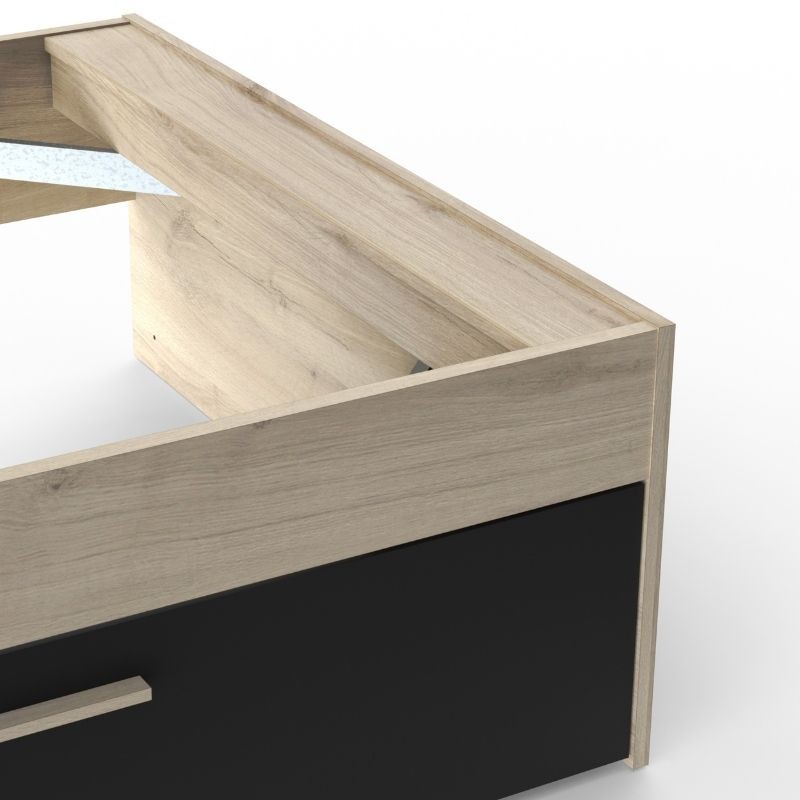 Cama Juvenil Life Con Cabecero Color Roble Kronberg Y Negro 90x190-200 cm